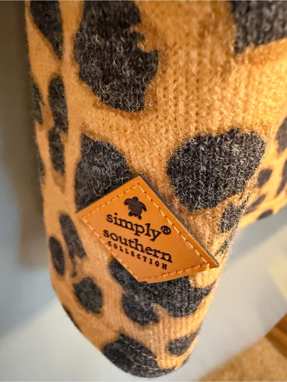 Simply Southern Leopard Print Long Sleeve Dress with Gold Sequin Shoulders - Picture 3 of 5